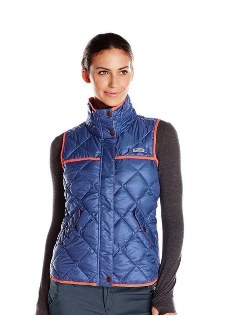 Columbia PFG Harborside Women’s Diamond Quilted Vest Blue Pink Outdoors